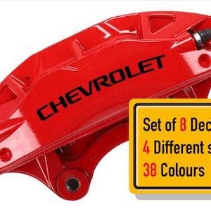 8 x Chevrolet (Different Style) Brake Caliper Vinyl Decals Sticker (LETTERING & LOGO ONLY)