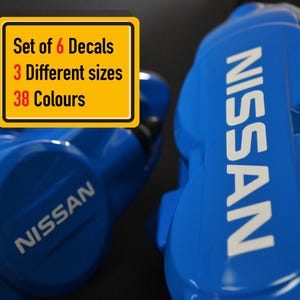 6 x Nissan (Different Style) Brake Caliper Vinyl Decals Stickers (LETTERING ONLY)
