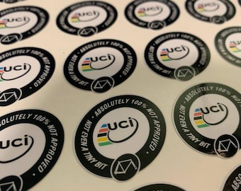 4 x UCI approval stickers - 100% not approved Road or Mountain Bike Decals Vinyl Stickers