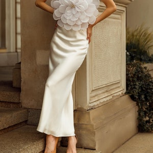 Ivory silk slip skirt maxi 100% silk skirt Fully lined Off-white long silk skirt Silk bias cut slip skirt Butter Cream Silk wedding skirted