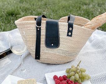 Gift for best friend | Beach straw tote | Handwoven natural bag | French basket bag | Summer travel bag | Monogrammed gift for beach lover