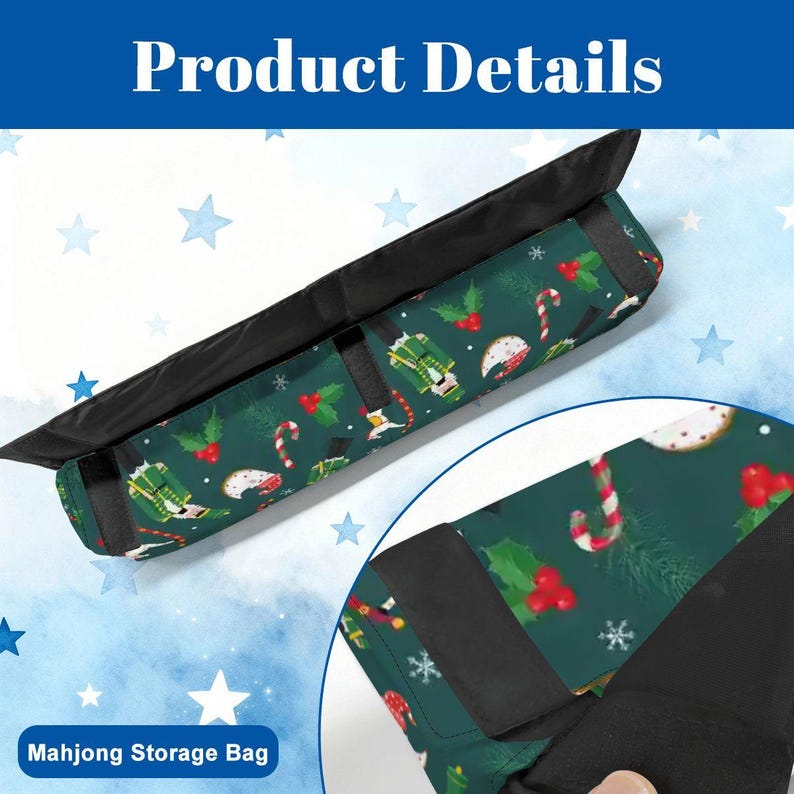 Christmas Mahjong Bag Set, Nutcracker Mahjong Tote Bag, Holiday Mahjong Tile Storage, Festive Mahjong Rack Bag, Christmas Mahjong Gift image 6