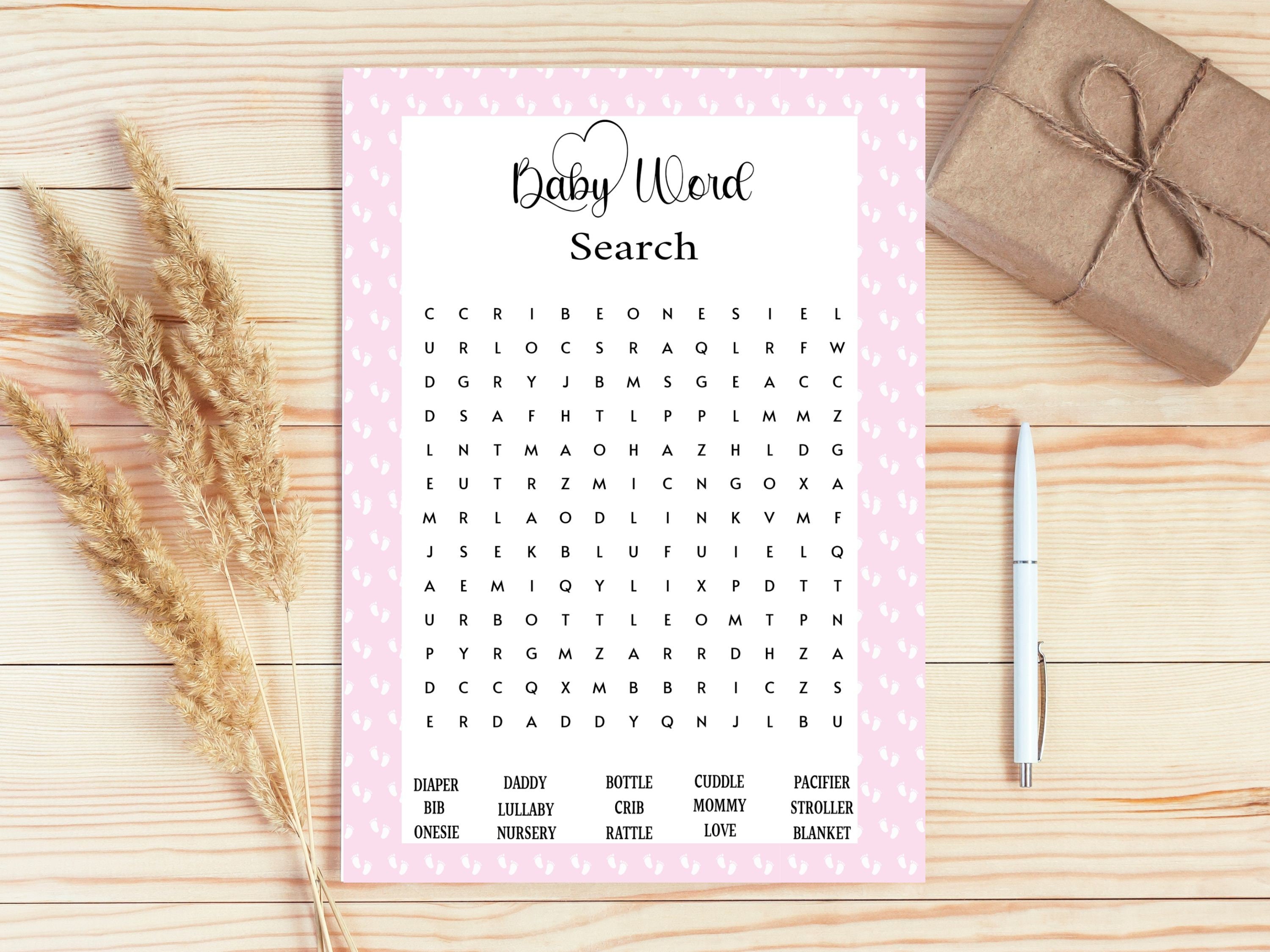 Baby Shower Word Search Printable Baby Shower Game Baby Word Search Baby Girl Fun Baby Shower ...