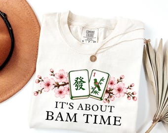 Comfort Colors Bam Time Mahjong Shirt, Trendy T-shirt Cadeaus voor Mahjong Club, Grappig Mahjong T-shirt, Mahjong Scheldwoord