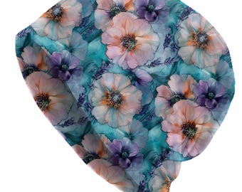 Dreamy Wildflowers Slouchy Beanie – Pastel Floral Watercolor Skull Cap