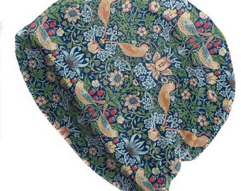William Morris Strawberry Thief Beanie – Vintage Bird Floral Slouchy Cap for Men & Women
