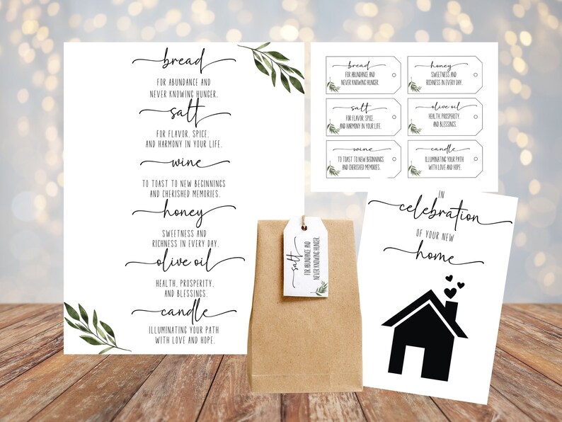 Printable Housewarming Gift Tags Bread Salt Wine New Home Owners, New ...