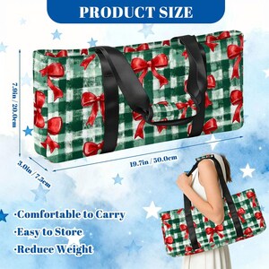 Christmas Mahjong Bag Set, Holiday Mahjong Tote Bag, Christmas Bow Mahjong Tile Bag, Buffalo Plaid Mahjong Rack Bag, Festive Mahjong Bild 4