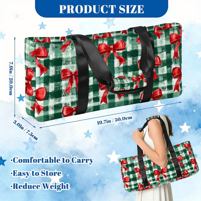 Christmas Mahjong Bag Set, Holiday Mahjong Tote Bag, Christmas Bow Mahjong Tile Bag, Buffalo Plaid Mahjong Rack Bag, Festive Mahjong Bild 4