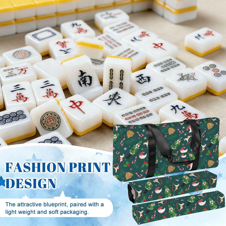Christmas Mahjong Bag Set, Nutcracker Mahjong Tote Bag, Holiday Mahjong Tile Storage, Festive Mahjong Rack Bag, Christmas Mahjong Gift image 10