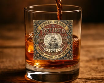 Divertente bicchiere da whisky per il pensionamento 2026, bicchiere ufficiale da whisky per pensionati, regalo per papà e nonno, bicchiere per la festa di pensionamento