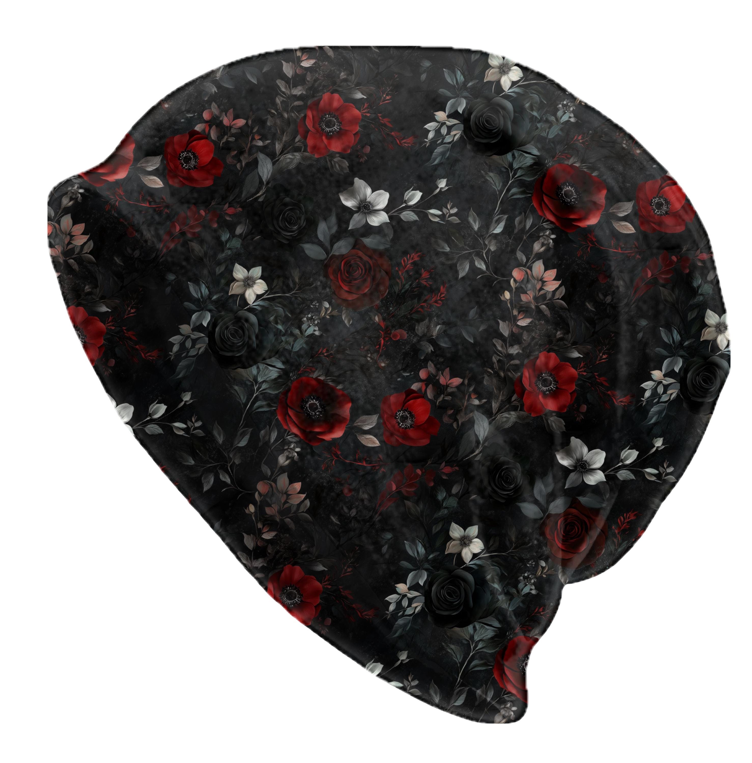 Black Floral Beanie - Etsy display picture 1