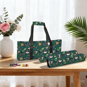 Christmas Mahjong Bag Set, Nutcracker Mahjong Tote Bag, Holiday Mahjong Tile Storage, Festive Mahjong Rack Bag, Christmas Mahjong Gift image 11