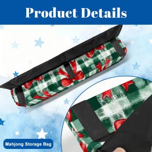Christmas Mahjong Bag Set, Holiday Mahjong Tote Bag, Christmas Bow Mahjong Tile Bag, Buffalo Plaid Mahjong Rack Bag, Festive Mahjong Bild 6