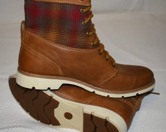 Timberland Boots Damen 11 Pendleton Bramhall Plaid Combat Brown Leder Schnürschuhe