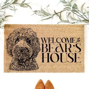 CUSTOM Welcome Goldendoodle Name Doormat, funny dog Doormat, Custom Doormat, Dog Name Doormat, Funny Doormat, Home Doormat