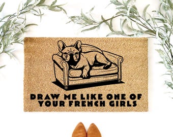 Funny French Bulldog Coir Doormat, Custom Dog Welcome Mat