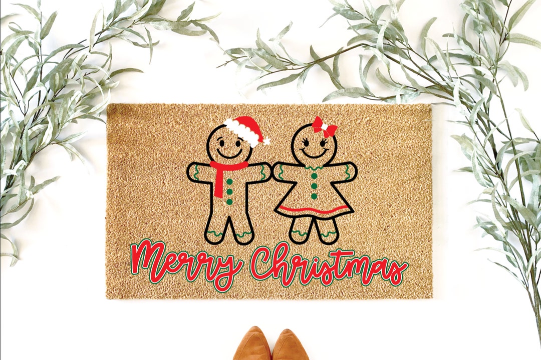 Gingerbread Merry Christmas Doormat Gingerbread Christmas Etsy
