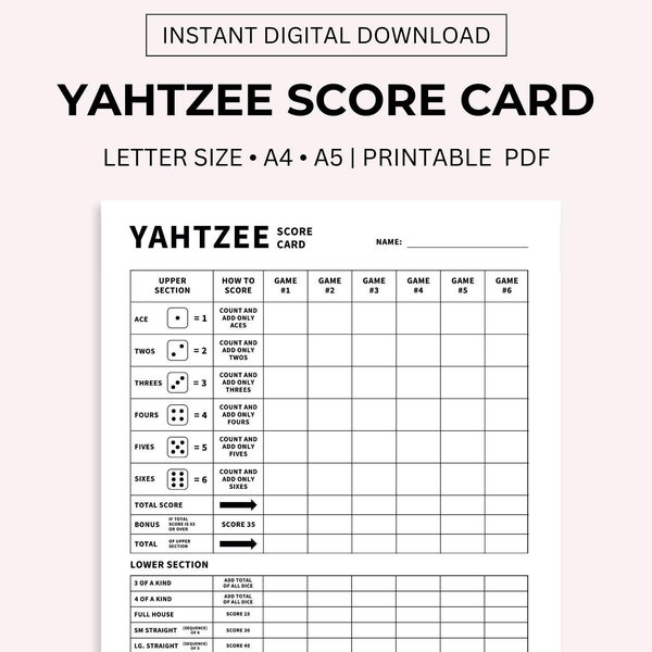 Yard Game Cards Etsy