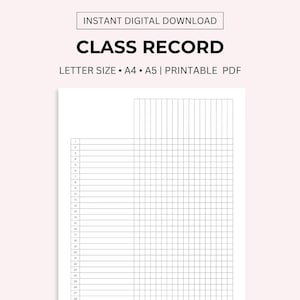 Class Record Printable, Class Checklist, Class Gradebook. Teacher Gradebook, Class Attendance
