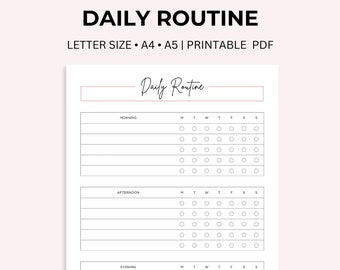 Daily Routine Checklist Printable: Wellness Habit Tracker (PDF)