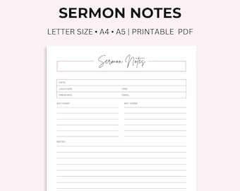 Sermon Notes Printable: Faith Planner (Letter/A4/A5 PDF)