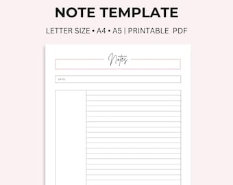 Letter Note Taking Lined Notes Page Printable | Note-taking Template | Notes Template ...