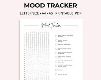 Yearly Mood Tracker Printable: Wellness Planner (PDF)