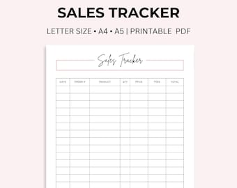 Sales Tracker Printable: Order Log (Letter, A4, A5 PDF)