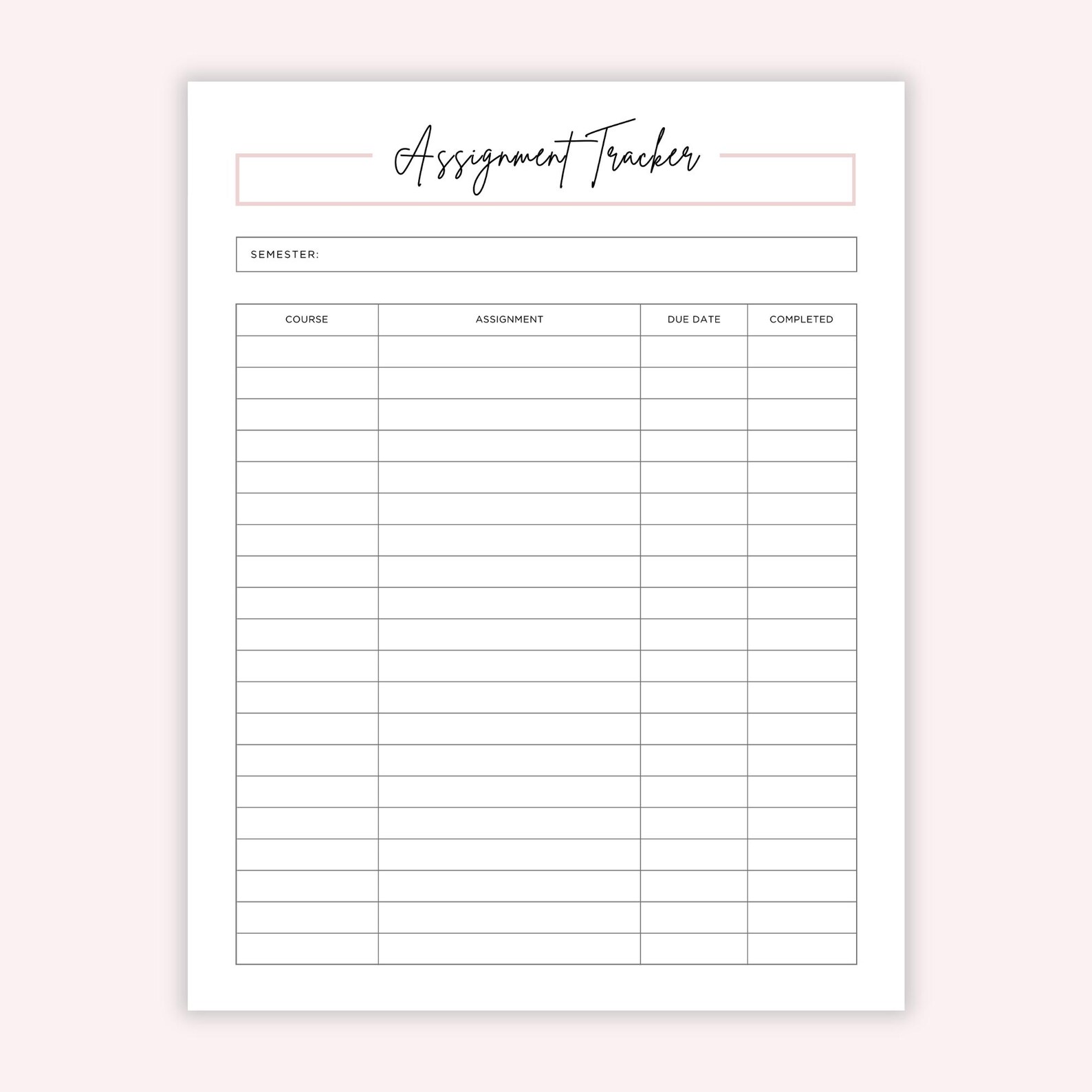 Weekly Assignment Tracker Printable: School Study Planner (PDF) - Etsy