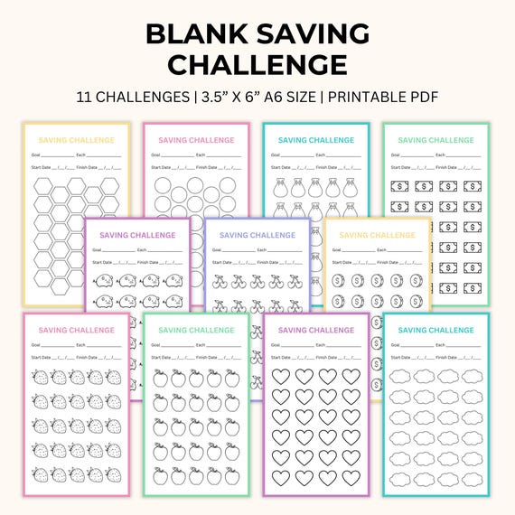 Blank Savings Challenges, A6 Saving Tracker, Mini Savings Challenge Bundle, Budget Binder, Finance Planner