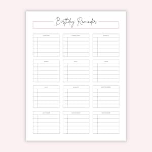 Birthday Reminder Printable: A4 A5 Letter Size (PDF) - Etsy