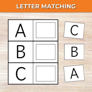 Gioco di abbinamento dell'alfabeto maiuscolo stampabile, attività di abbinamento per bambini piccoli, apprendimento prescolare, materiale Montessori, risorsa per l'istruzione parentale