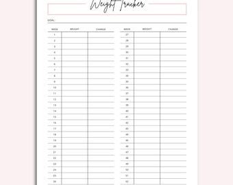 Weekly Weight Loss Tracker Printable (Letter/A4/A5 PDF)