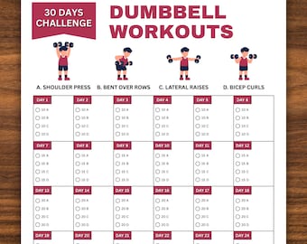 30-Day Dumbbell Workout Challenge: Fitness Planner (Printable PDF)