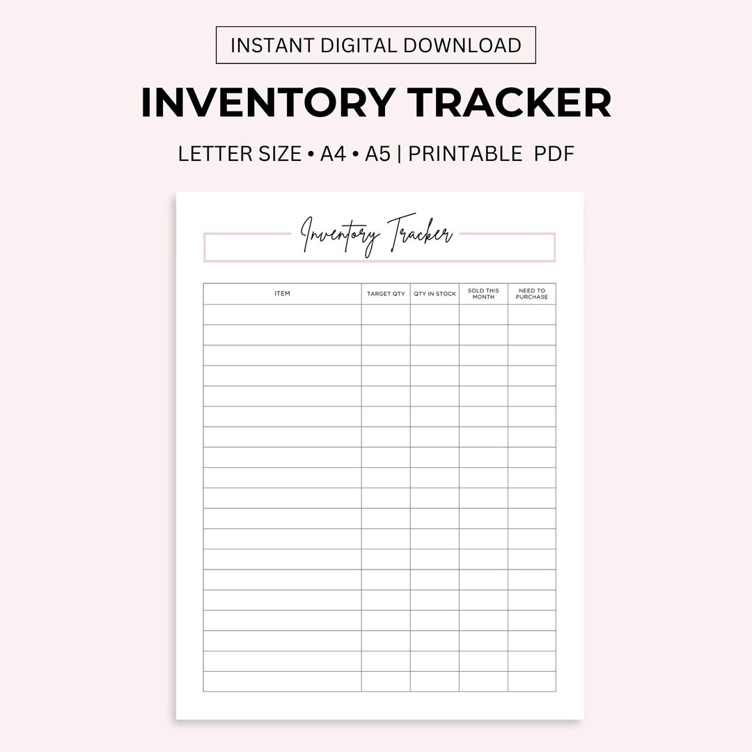 Printable Inventory Tracker: A4, A5, Letter Size (PDF) - Etsy