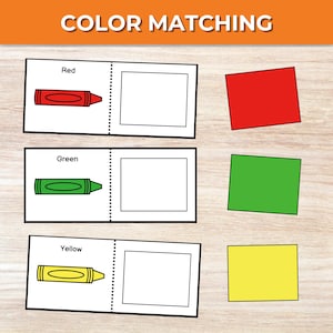 Gioco di abbinamento dei colori stampabile, attività di abbinamento per bambini piccoli, apprendimento prescolare, materiale Montessori, risorsa per l'istruzione parentale