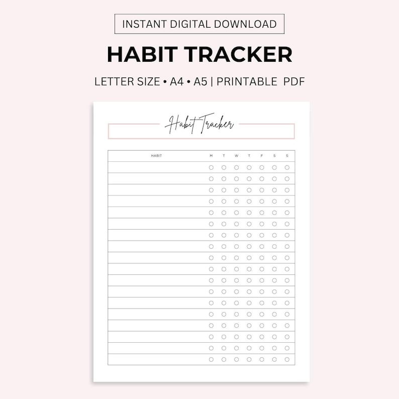 Weekly Habit Tracker Printable: Self Care Checklist (PDF) - Etsy