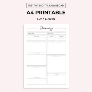 Printable Pharmacology Template for Nursing Student, Student Nurse Study Resources, Medicine Notes, Pharmacologist image 4