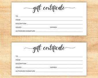 Printable Gift Certificate, Gift Voucher