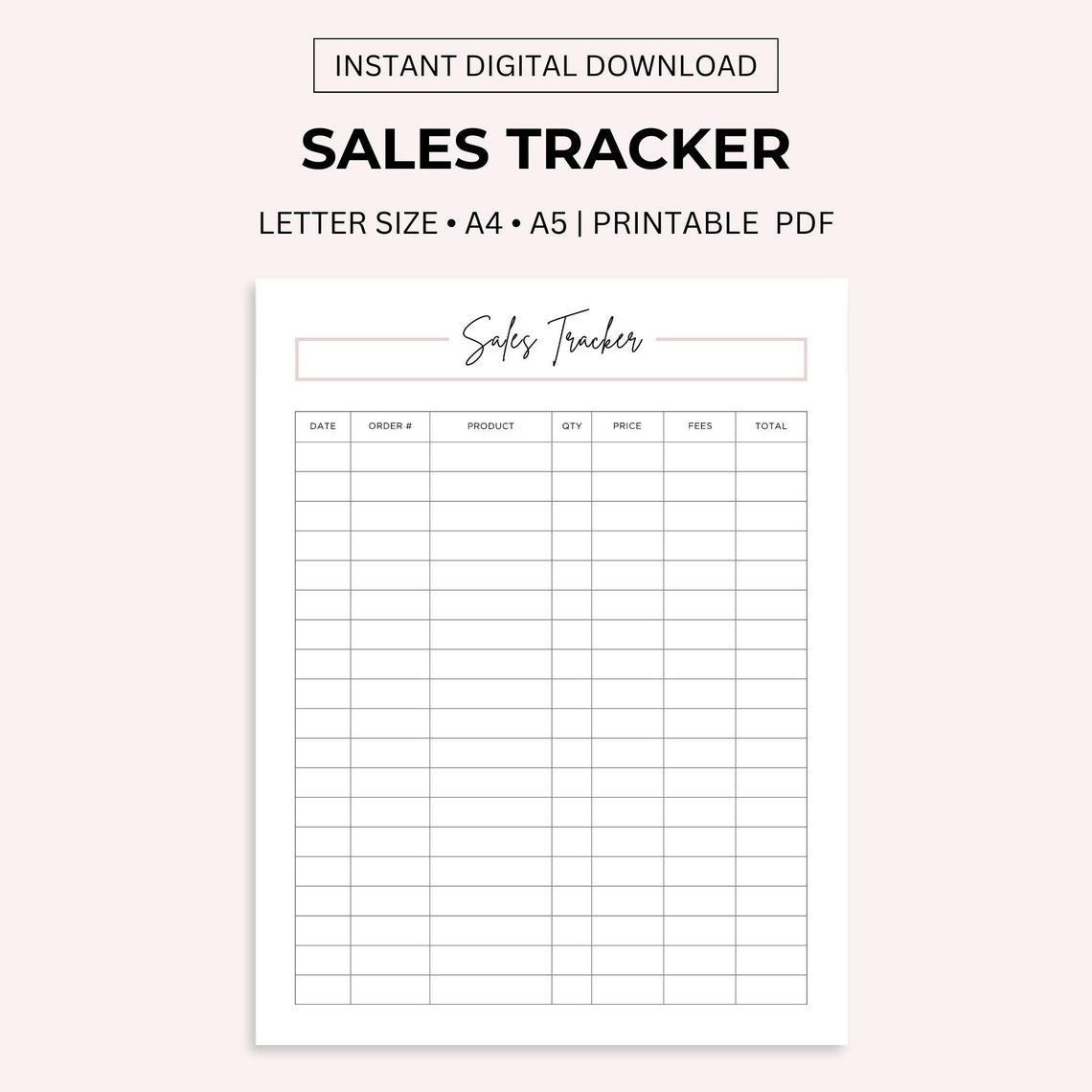 Sales Tracker Printable: Order Log (letter, A4, A5 PDF) - Etsy