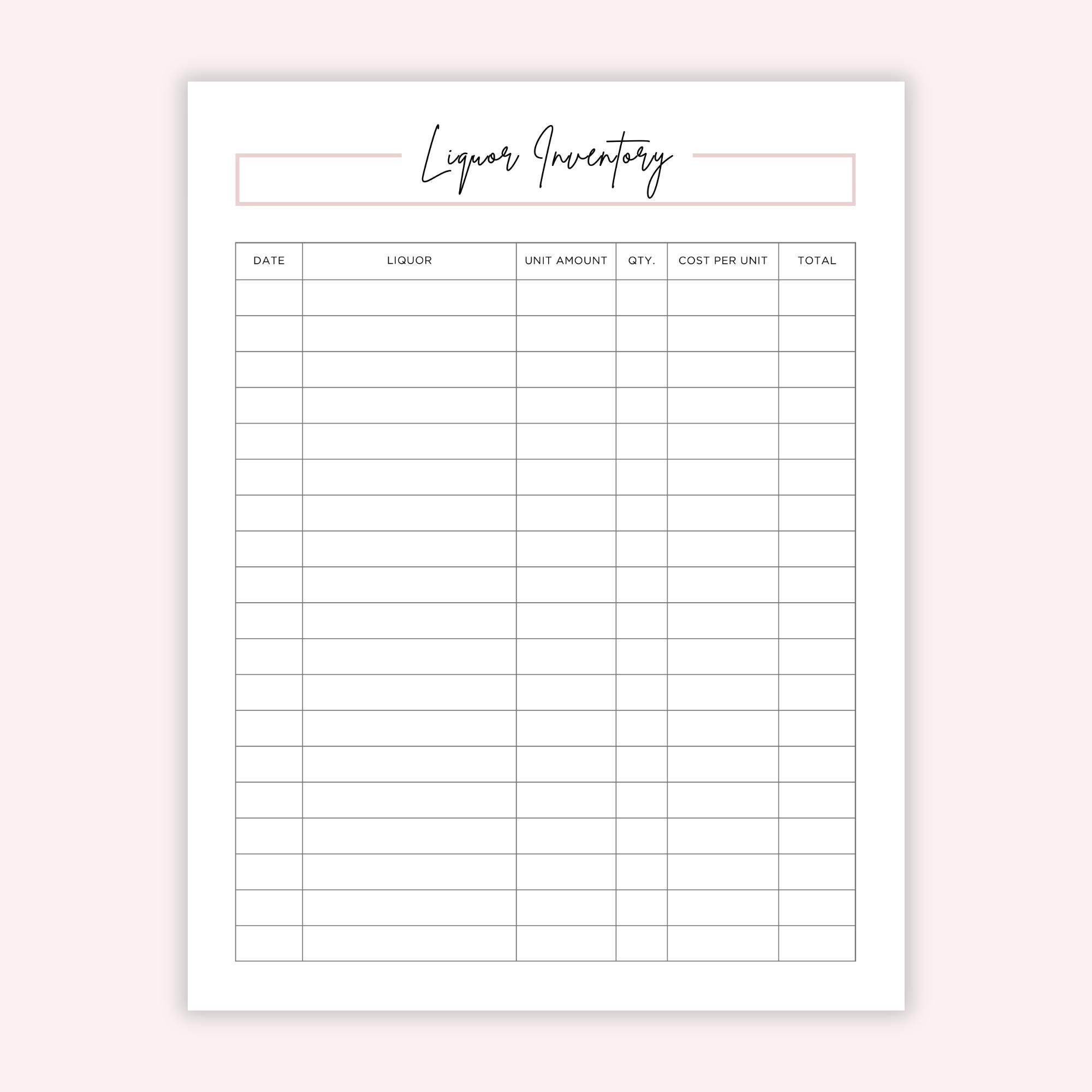 liquor-inventory-printable-bar-inventory-cocktail-beverage-supply-management-log-etsy for Free Printable Liquor Inventory Sheets Liquor Inventory Printable, Bar Inventory, Cocktail Beverage Supply Management Log - Etsy for Free Printable Liquor Inventory Sheets