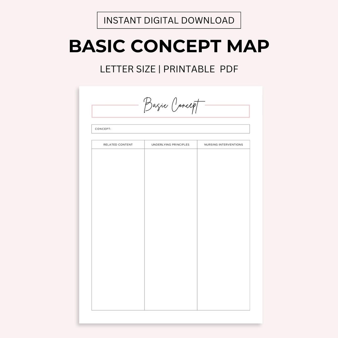 Printable Basic Concept Map Template for Nursing Student, Student Nurse ...