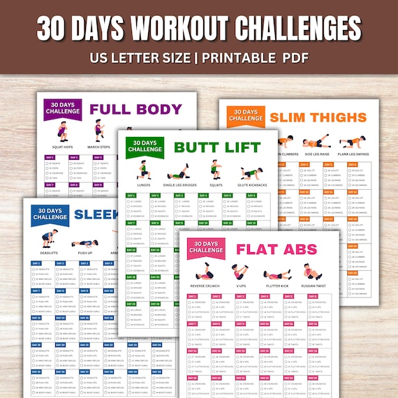 30 Days Workout Challenge Bundle: Fitness Planner (Printable PDF)