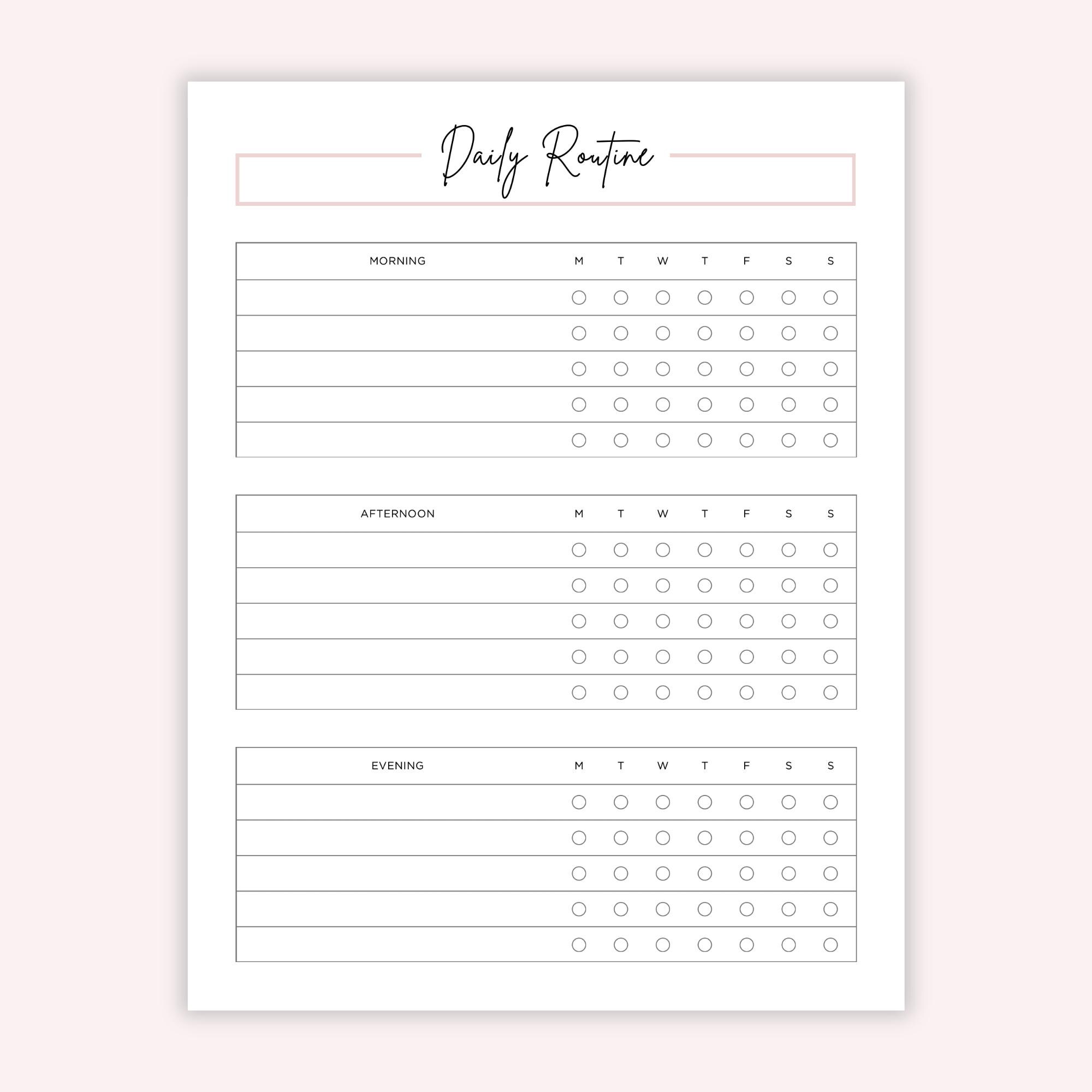 Daily Routine Checklist Printable: Wellness Habit Tracker (PDF) - Etsy