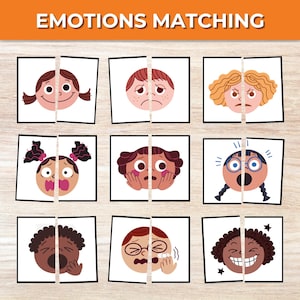 Jeu d'association d'émotions à imprimer, Cartes de symétrie, Activité d'association pour tout-petits, Apprentissage préscolaire, Matériel Montessori, Ressource pour l'école à la maison