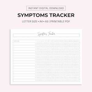 Monthly Symptom Tracker Printable: Medical Diary (PDF)
