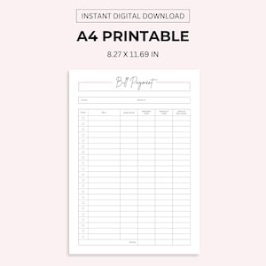 Monthly Bill Payment Tracker Printable: A4, A5, Letter Size (PDF) image 4