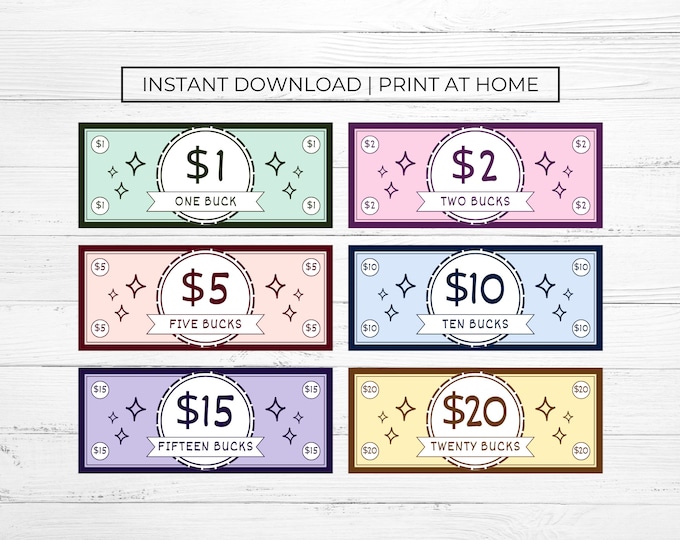 Editable Kids Reward Bucks | Printable | Mom Bucks, PDF Reward System ...