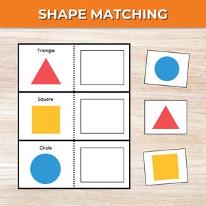Jeu d'association de formes à imprimer, activité d'association pour les tout-petits, apprentissage préscolaire, matériel Montessori, ressource pour l'école à la maison